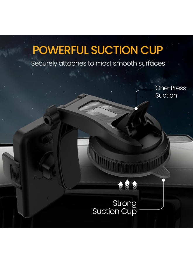 بورترونيكس Portronics Clamp M5 Car Phone Holder Stand with Grip Rotation, Strong Hold, Suction Cup Mount, Single Hand Use, Shockproof Build, Mobile Stand for Car (Black) - Image 5